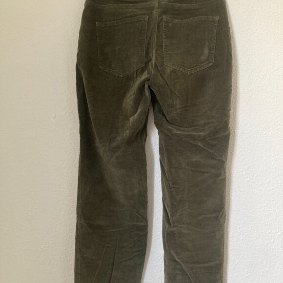 Express Army Green Corduroy High Waisted Cropped Pants - Picture 2 of 4